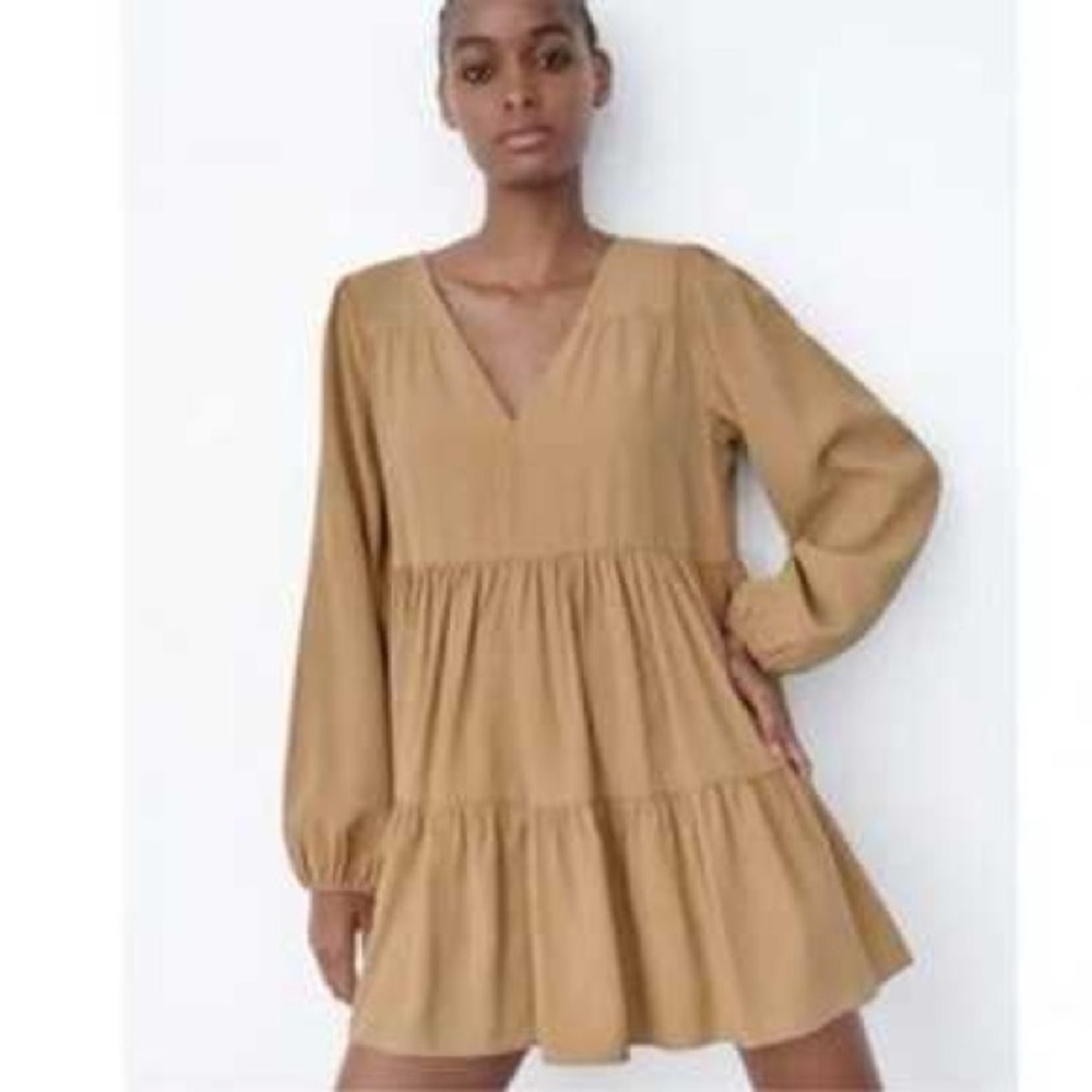 ✨ Zara Tan Long Sleeve Dress ✨